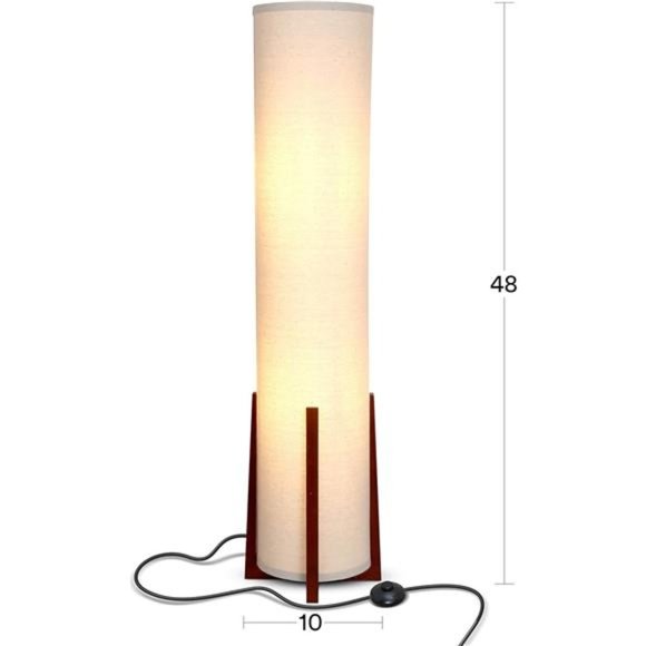 LED Floor lamp,48Inches Tall Lamp with Wood Frame, Asian Design Lamp for Bedroom - Picture 2 of 7